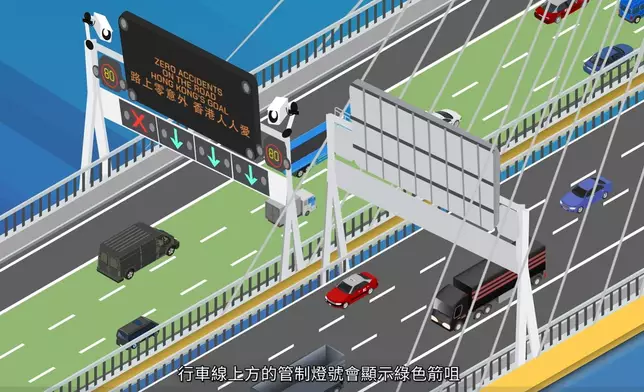 汀九橋南行（往青衣方向）路段12月29日起試行智慧公路先導計劃。政府新聞網影片截圖