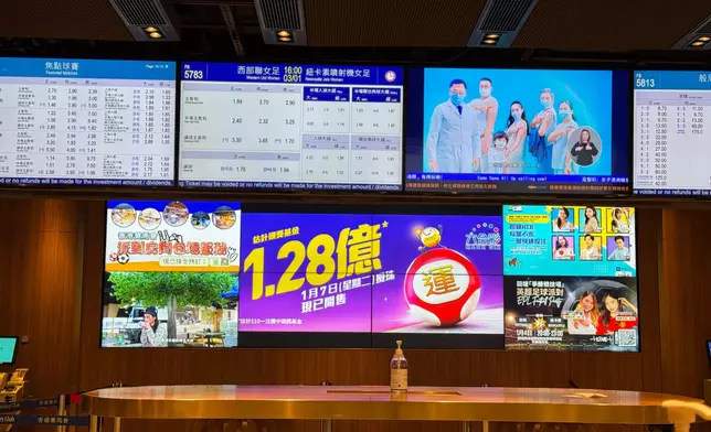 1月7日攪珠的六合彩頭獎彩金高達1.28億元。資料圖片