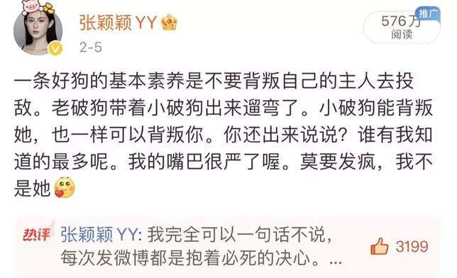 張穎穎以「狗」來暗諷葛斯齊和汪小菲。