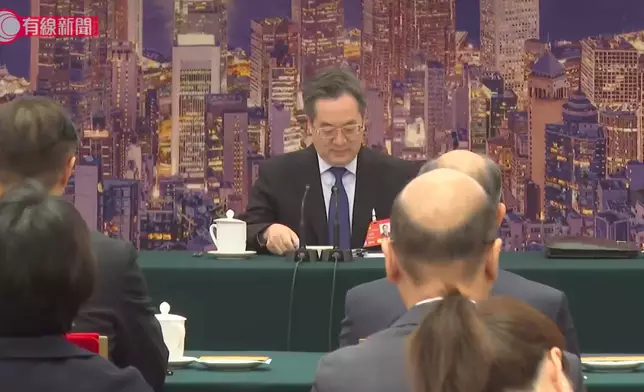 丁薛祥出席港區全國人大代表團會議。有線新聞截圖
