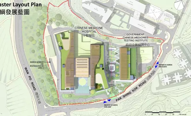 香港中醫醫院總綱發展藍圖。浸大網站圖片