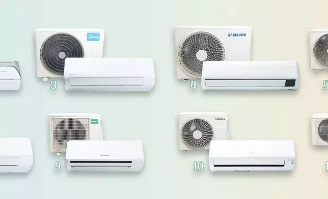 消委會日前測試12款「兩匹」變頻式分體冷氣機，包括5款冷暖空調機及7款淨冷型冷氣機。消委會圖片