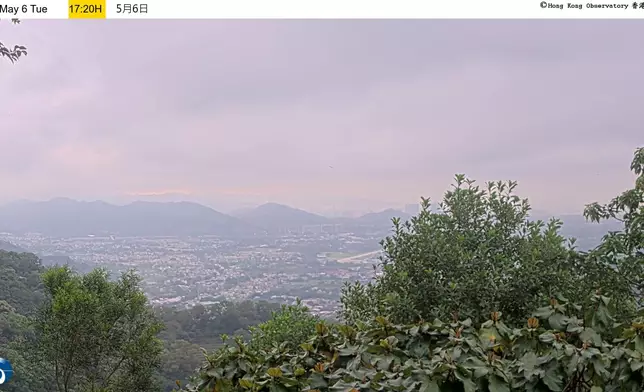 2025年5月6日下午5時20分由嘉道理農場遠眺新界西部的圖片。天文台圖片