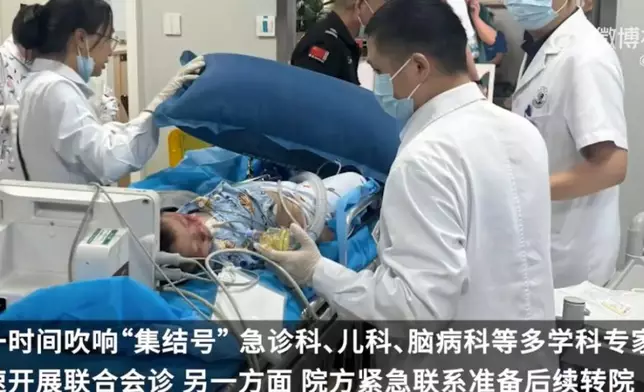 男童脫離生命危險奇蹟生還。影片截圖