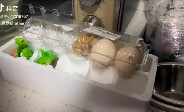 雞蛋放角落因高溫孵化出小雞。影片截圖