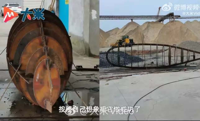 6旬農民手工打造出重5噸潛水艇並試航成功，最大下潛深度達8米。影片截圖