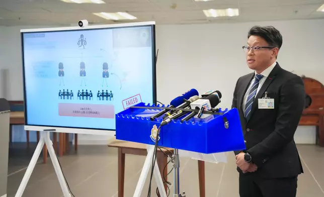 警方新界北總區重案組第二隊總督察袁皓霆簡報案情。