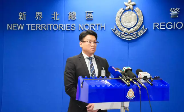 警方新界北總區重案組第二隊總督察袁皓霆簡報案情。