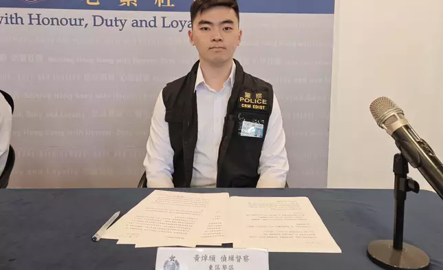 東區警區反三合會行動組偵緝督察黃焯頎。