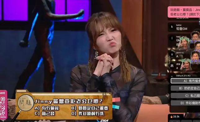 Jinny自爆最想知老公有沒有偷食。