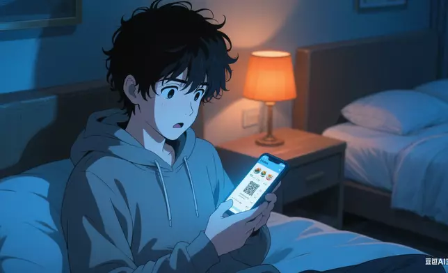 網友一掃碼即查看到點餐紀錄，於是在家庭群組中讀出已點菜式。AI生成圖片