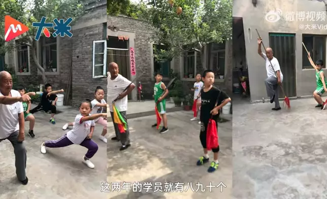 8旬長者辦武館免費教上千名鄉村孩童習武。影片截圖
