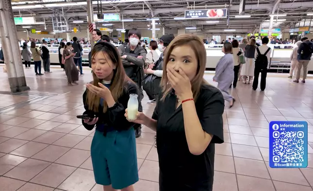 Helen試完水果牛奶後，猛向工作人員推薦。