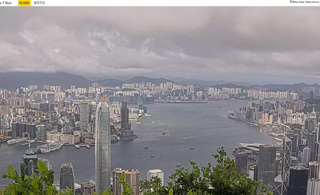 下午3時05分的維港。天文台圖片