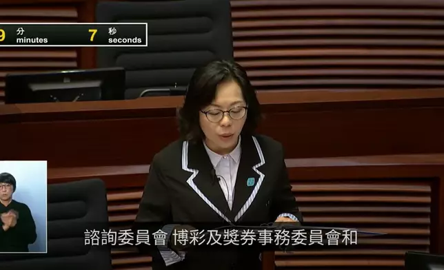 民政及青年事務局局長麥美娟。立法會直播截圖