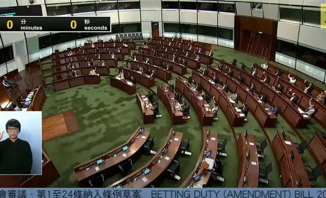 立法會三讀通過規範籃球博彩的修訂條例草案。立法會直播截圖