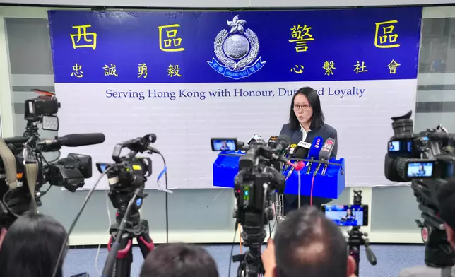 西區警區刑事總督察張蔚珊向傳媒簡報案情。