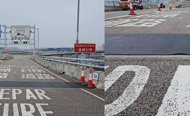 警方安排在橋上伸縮縫臨時鋪膠墊，避免自行車手爆胎。