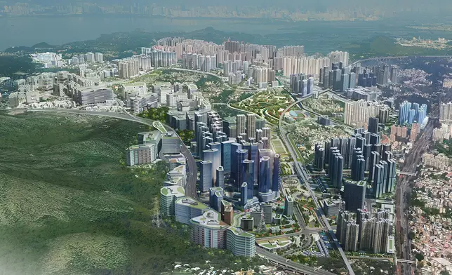 北部都會區新田落馬洲發展樞紐。北部都會區官網圖片