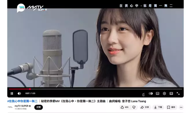 《在我心中，你是獨一無二》主題曲及插曲觀看數逾52萬。