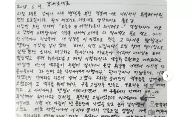 律師公開金秀賢在軍中寫給金賽綸信件的完整內容。YouTube截圖