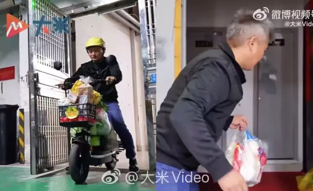 男子從事社區團購工作，7年堅持送貨上門還義務為獨居長者買藥修理家電。影片截圖