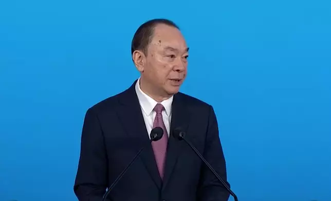 廣東省省委書記黄坤明致辭。央視截圖