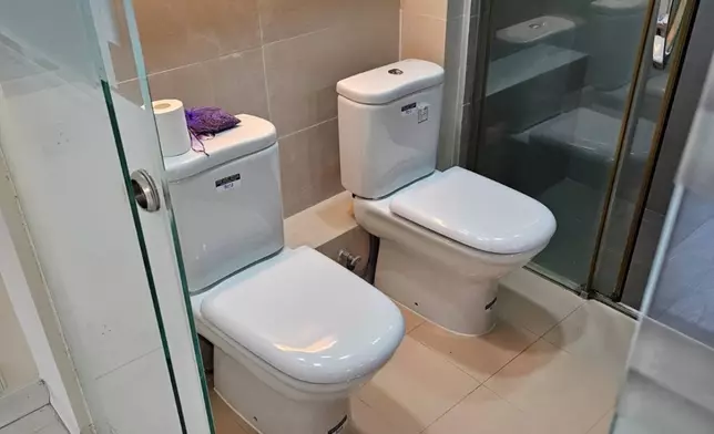 港女見到個廁所設計時，嚇了一跳，因為內設兩個馬桶，而且是並排的。網上圖片