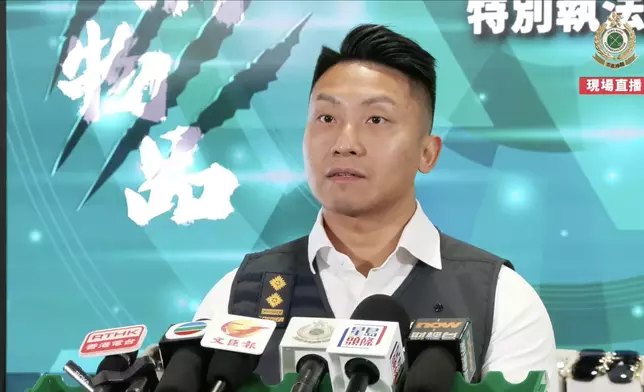 海關採取特別行動「雙節棍」打擊跨境轉運冒牌物品活動，檢獲12萬件冒牌物品，市值 6500 萬元。海關fb視頻截圖