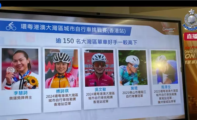 香港單車節11月30日舉行，包括李慧詩在內多位單車運動員將會出席。香港警察FB影片截圖
