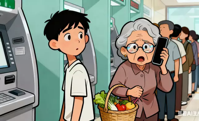 婆婆焦急打電話。AI生成圖