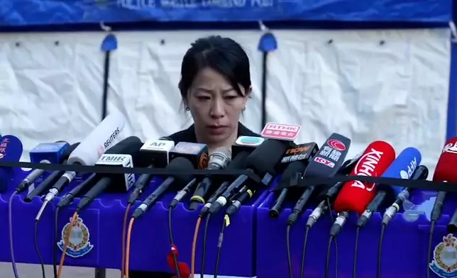 新界北總區指揮官助理處長林敏嫻匯報時哽咽至未能繼續。巴士的報記者攝