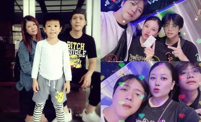 一家三口好幸福。