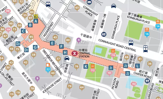 港鐵中環站街道圖