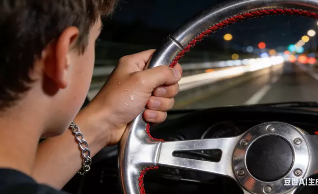 男子飲酒後讓12歲兒代駕遭警方截停。AI生成圖片