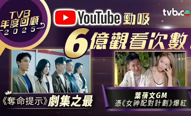 TVB 2025年在 YouTube及社交平台交出了超亮眼成績單，網絡表現屢創新高。