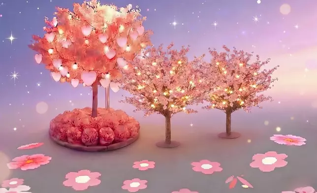 3.5米高「心心滿滿」祈願桃花樹