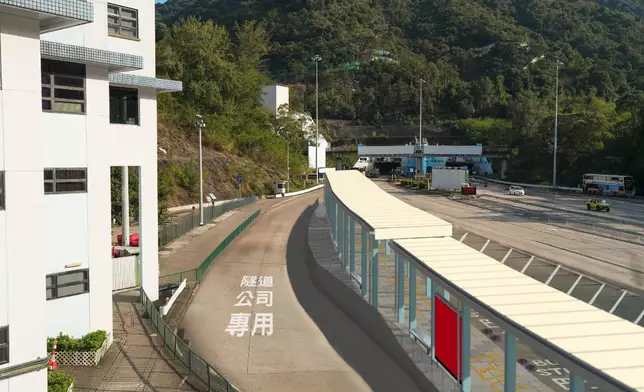 大老山隧道往九龍方向巴士轉乘站。路政署模擬圖片