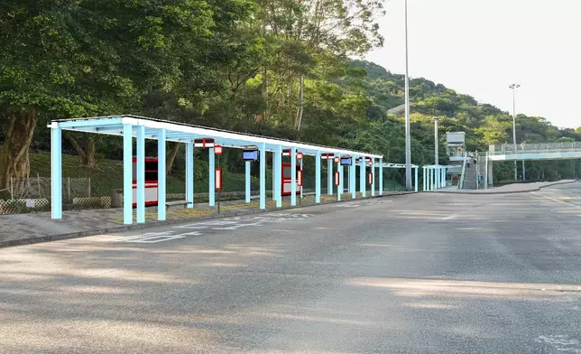 加建上蓋後的現有往沙田方向巴士轉乘站。路政署模擬圖片