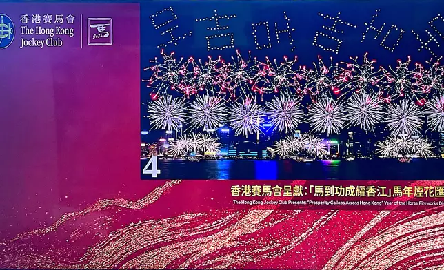 「馬到功成耀香江」的馬年煙花匯演。巴士的報記者攝