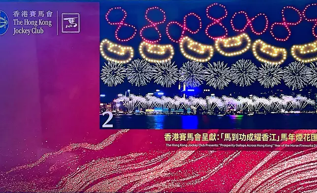 「馬到功成耀香江」的馬年煙花匯演。巴士的報記者攝