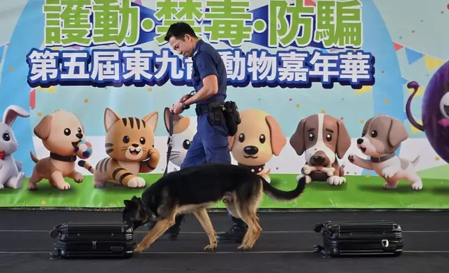 警犬隊執勤演示讓市民了解警犬工作。警方圖片