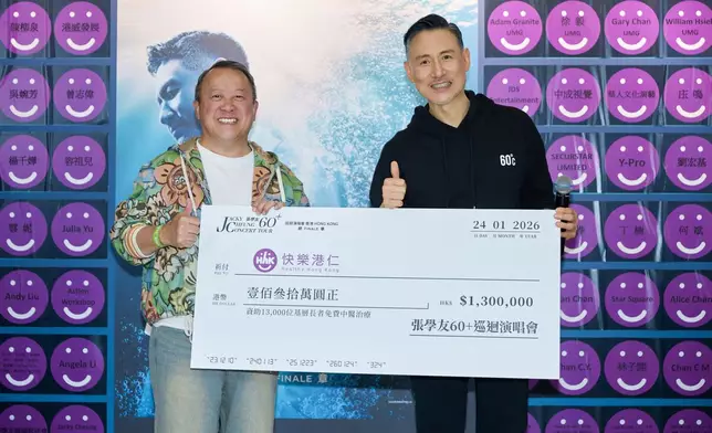 今次演唱會將所有朋友送贈的花籃轉為善款，合共捐出130萬予慈善機構「快樂港仁」。