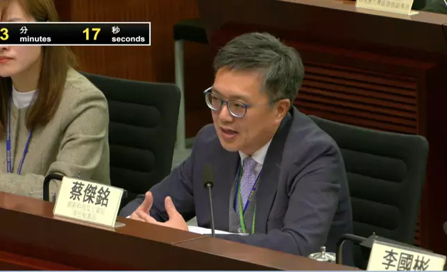 創新科技及工業局常任秘書長蔡傑銘。資料圖片