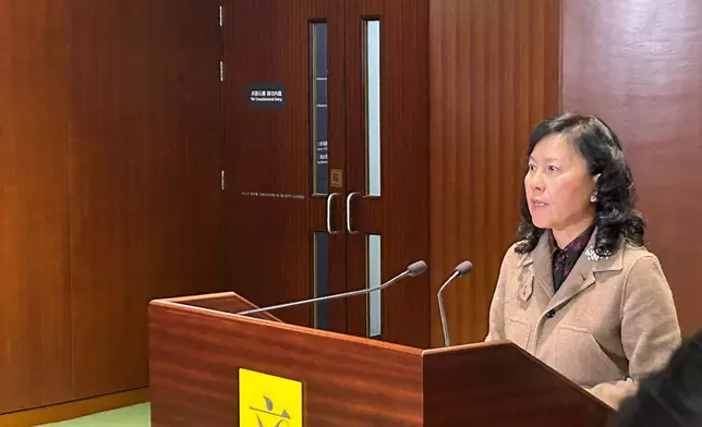 陳美寶見記者。巴士的報記者攝