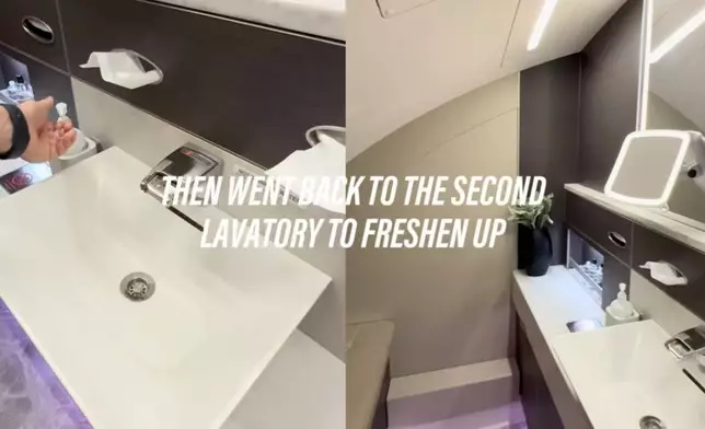 旅遊網紅自費近1.4萬美元買機票實測新航A380頭等艙奢華體驗。影片截圖