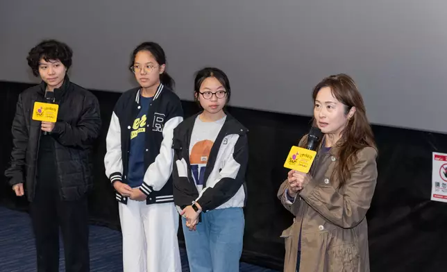 短片《音樂·連結》放映會後，三位「音樂兒童」小主角接受藝術總監龐倩渝訪問一起分享拍攝難忘事。