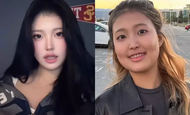 洪真慶直接貼出女兒修圖前後對比照。網上圖片