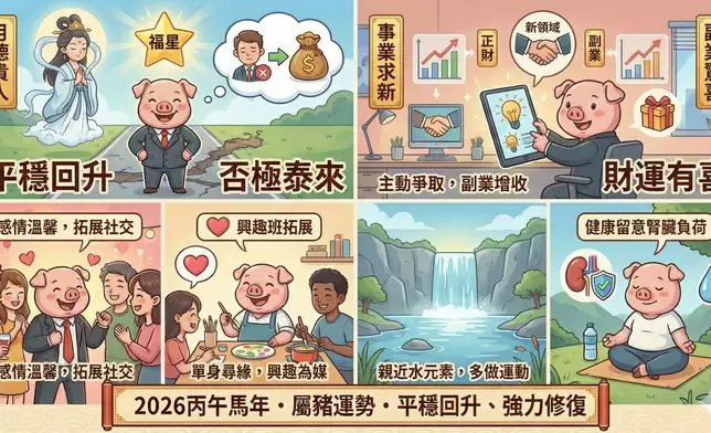 今年對於屬豬的朋友來說是一個「平穩回升」之年，代表運勢溫和，適合沉澱與規劃。AI生成圖