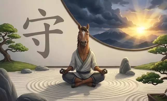 屬馬的朋友本命年最緊要記住守字當頭，藏鋒為上。AI生成圖